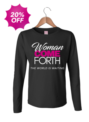 Woman Come Forth Crew-Neck Long Sleeve T-Shirt in Black