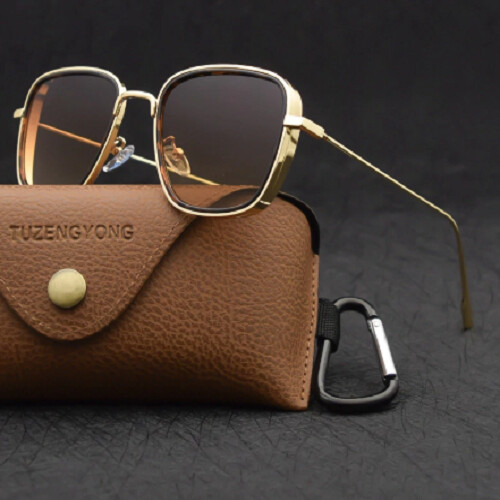 New Steampunk Sunglasses Fashion Men Women Brand Designer Vintage Square Metal Frame Sun Glasses UV400 Eyewear