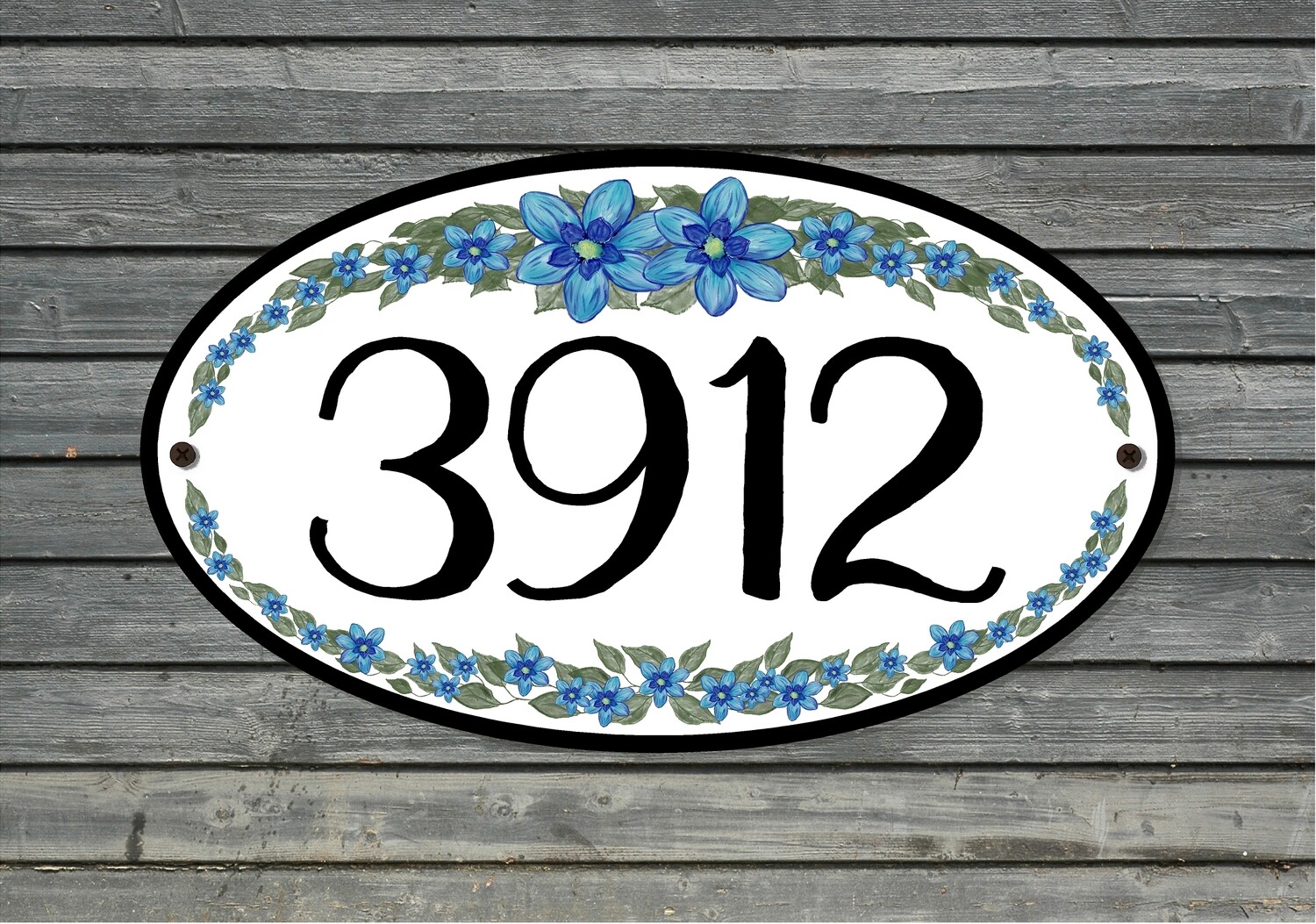 Flower Design House Number Plaque