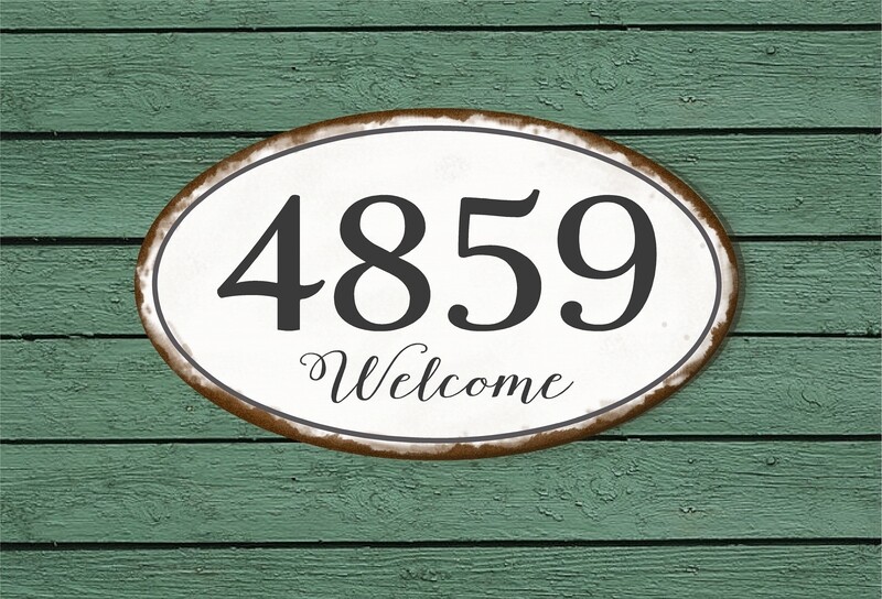 7 x 12&quot; Rusty Finish Oval House Number Plaque