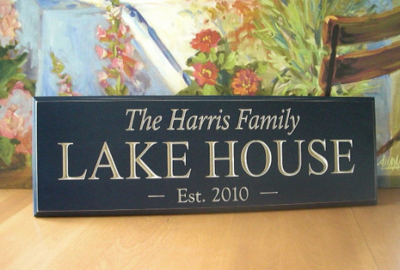 Carved Lake House Sign
