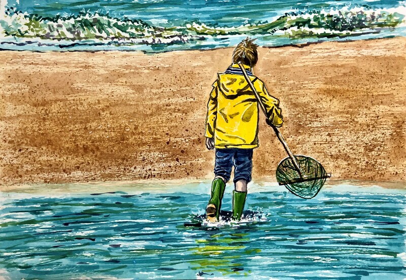 Child on a Beach in Watercolour FREE taster lesson