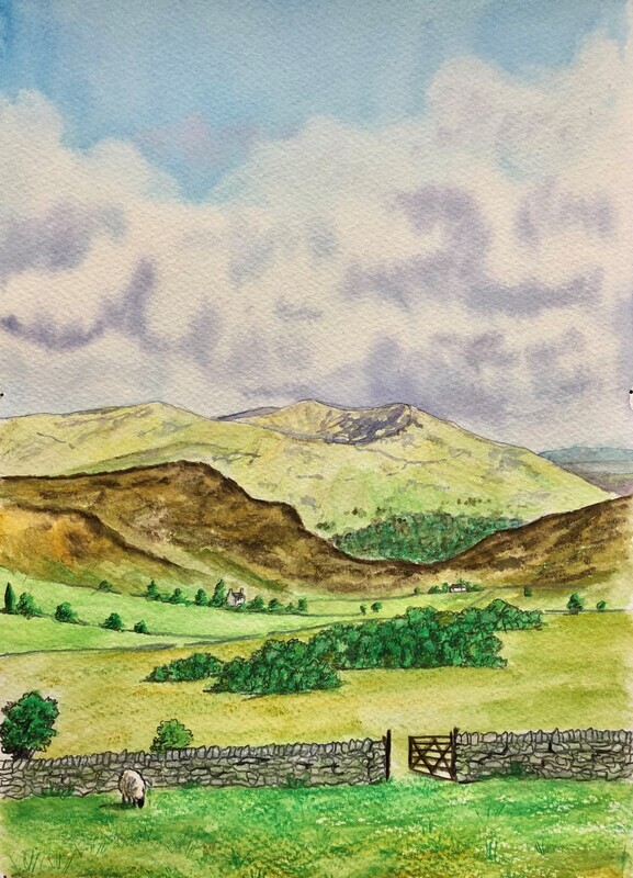Rural Landscape in Watercolour Pencil