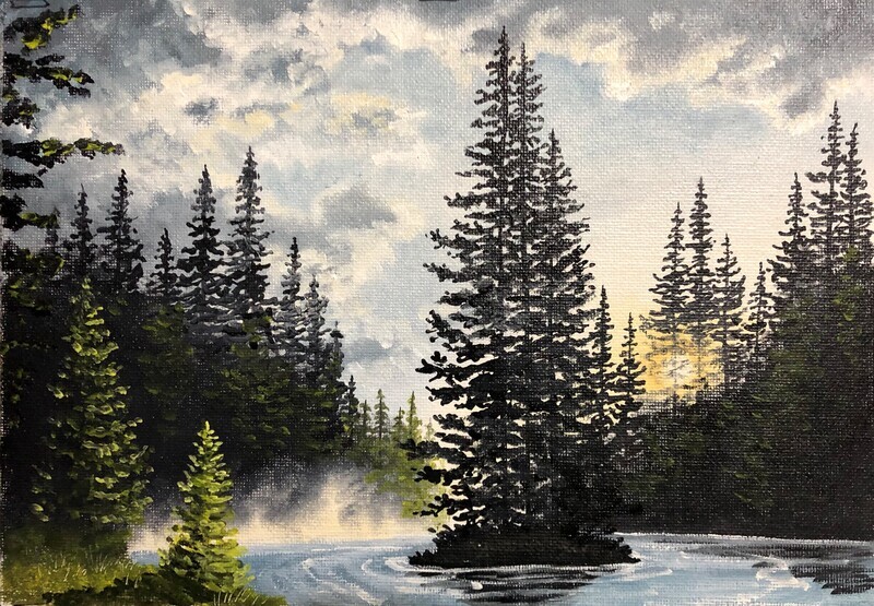 Forest and Lake in Oil