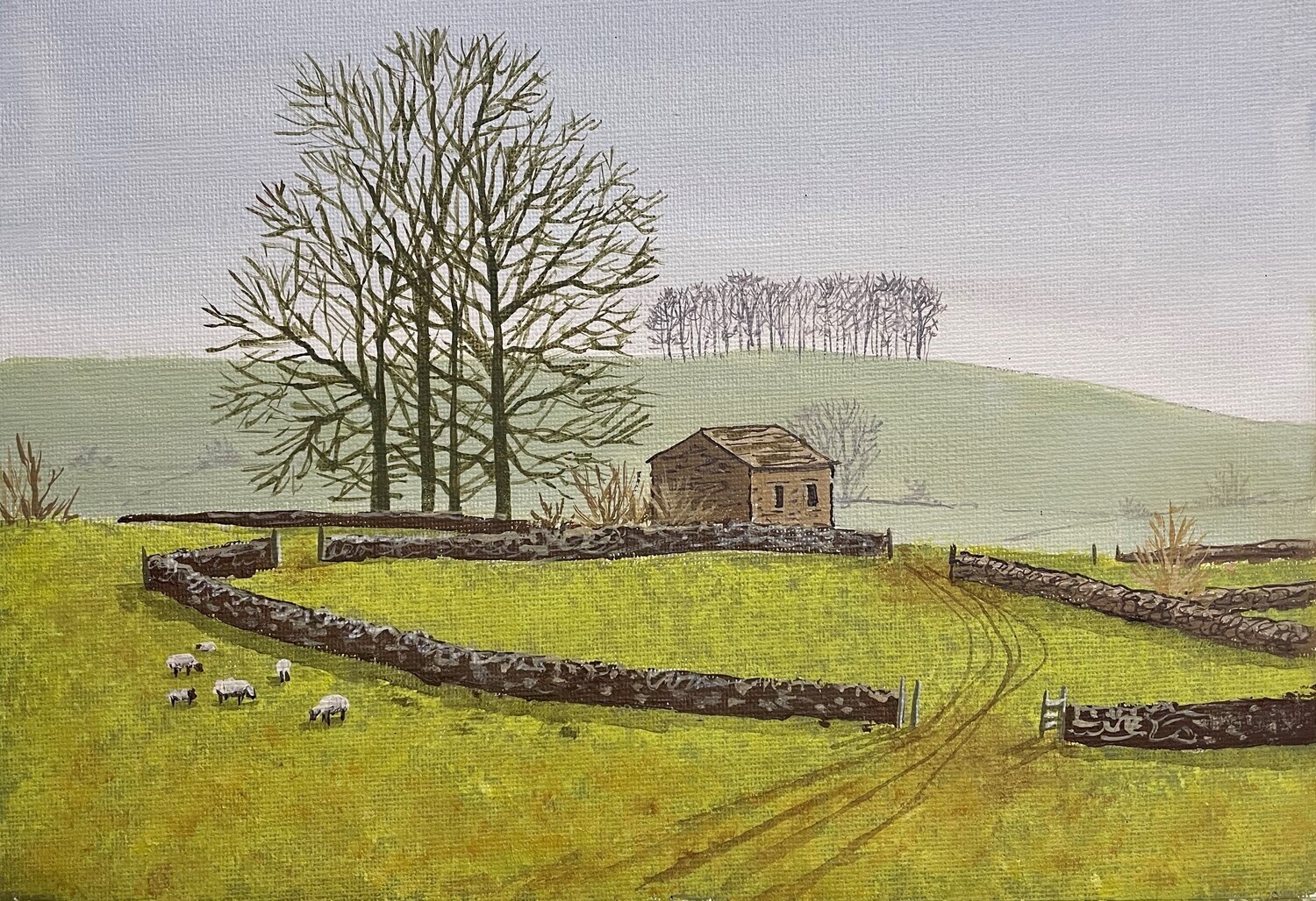 Misty Rural Scene in Acrylics