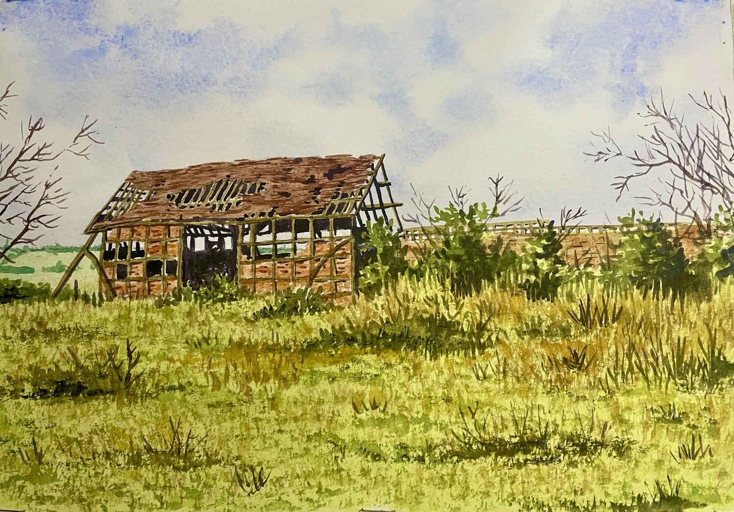 An Old Barn in Watercolour