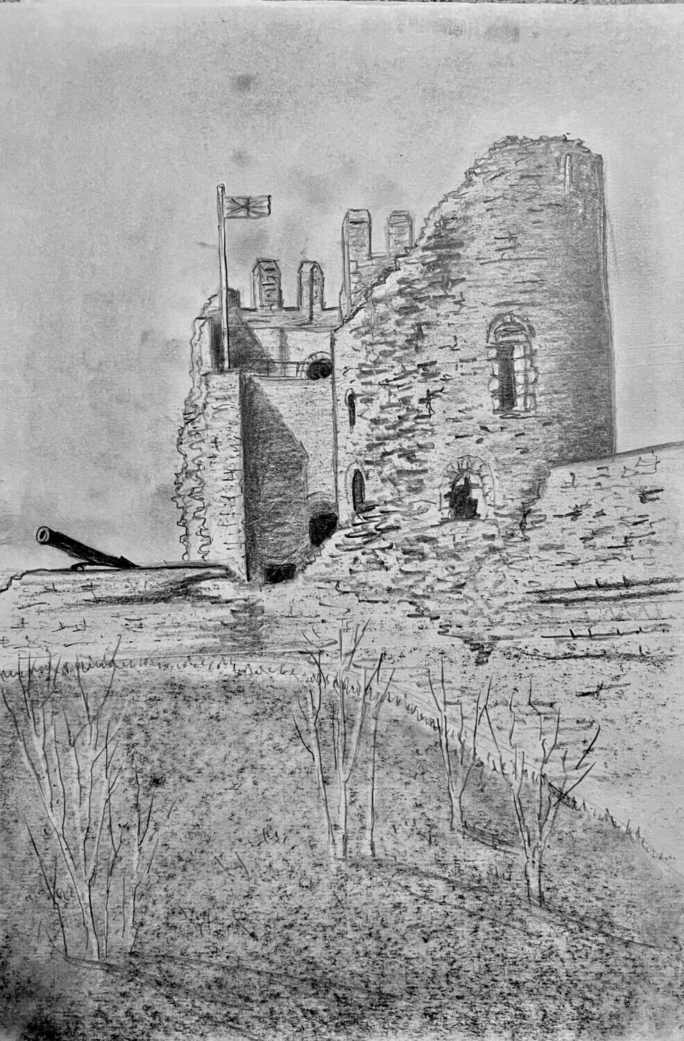 Dudley Castle in Pencil
