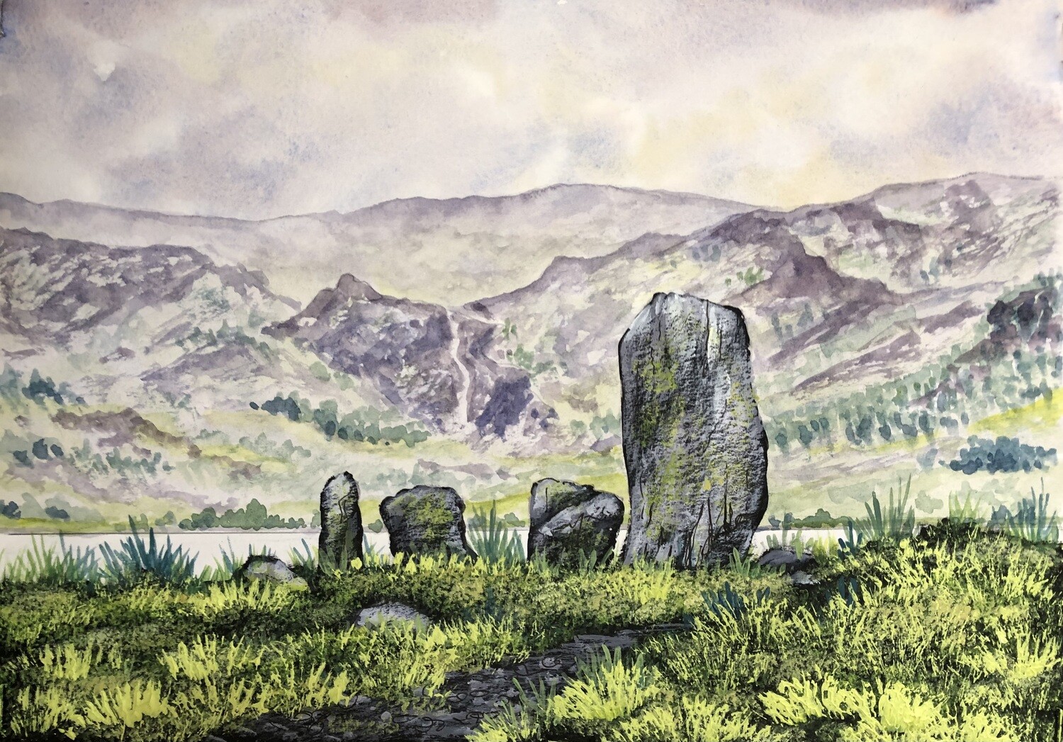 Standing Stones in Mixed media