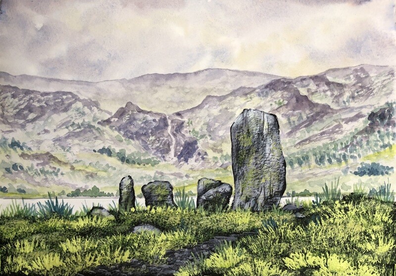 Standing Stones in Mixed media
