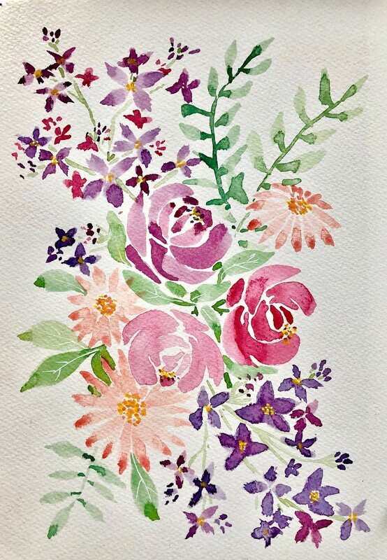 Simple Flowers Using One Brush in Watercolour