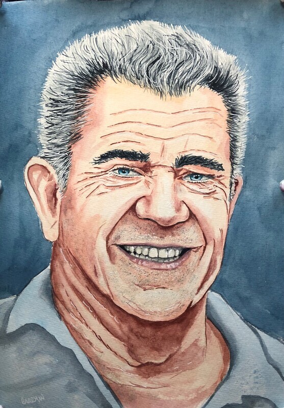 Portrait of Mel Gibson in Watercolour
