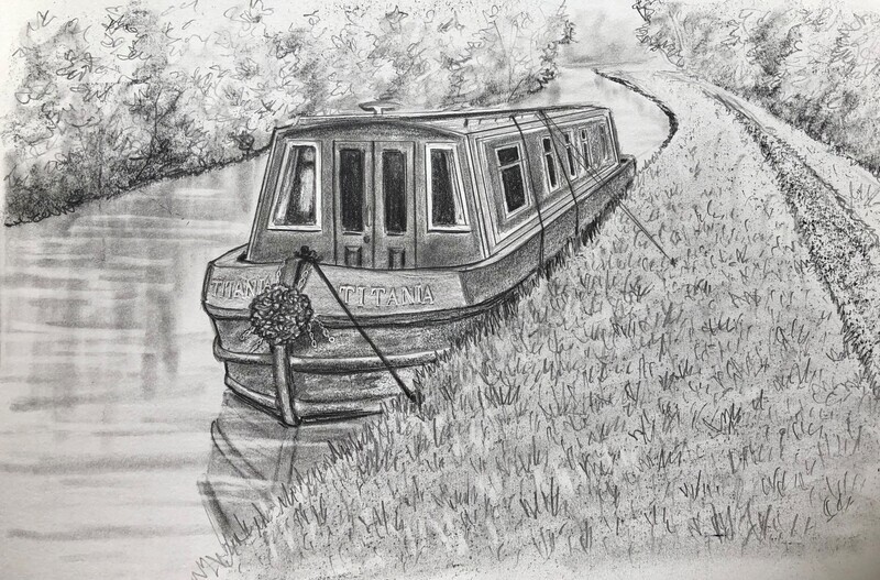 Narrowboat in Pencil
