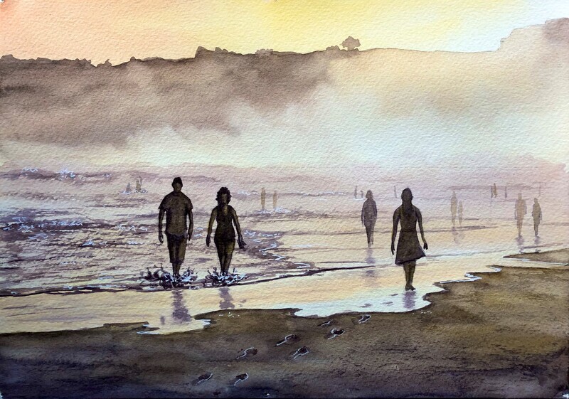 Adding Figures to a Beach Scene in Watercolour