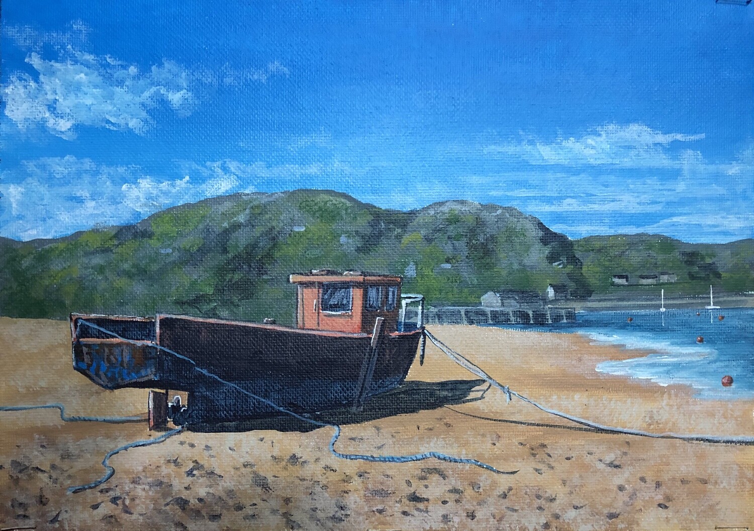 Rusty Boat from Behind in Acrylics