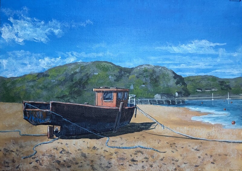 Rusty Boat from Behind in Acrylics