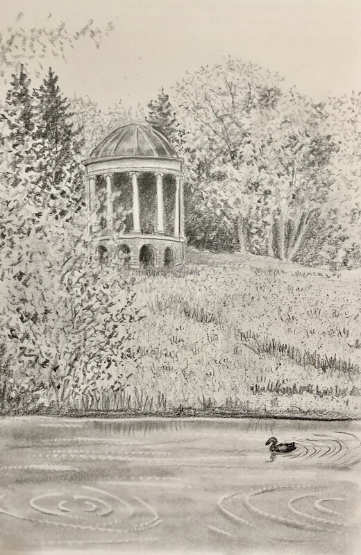 Building at Ditchley Park, in Pencil