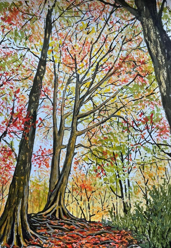 Autumn Woodland in Watercolour