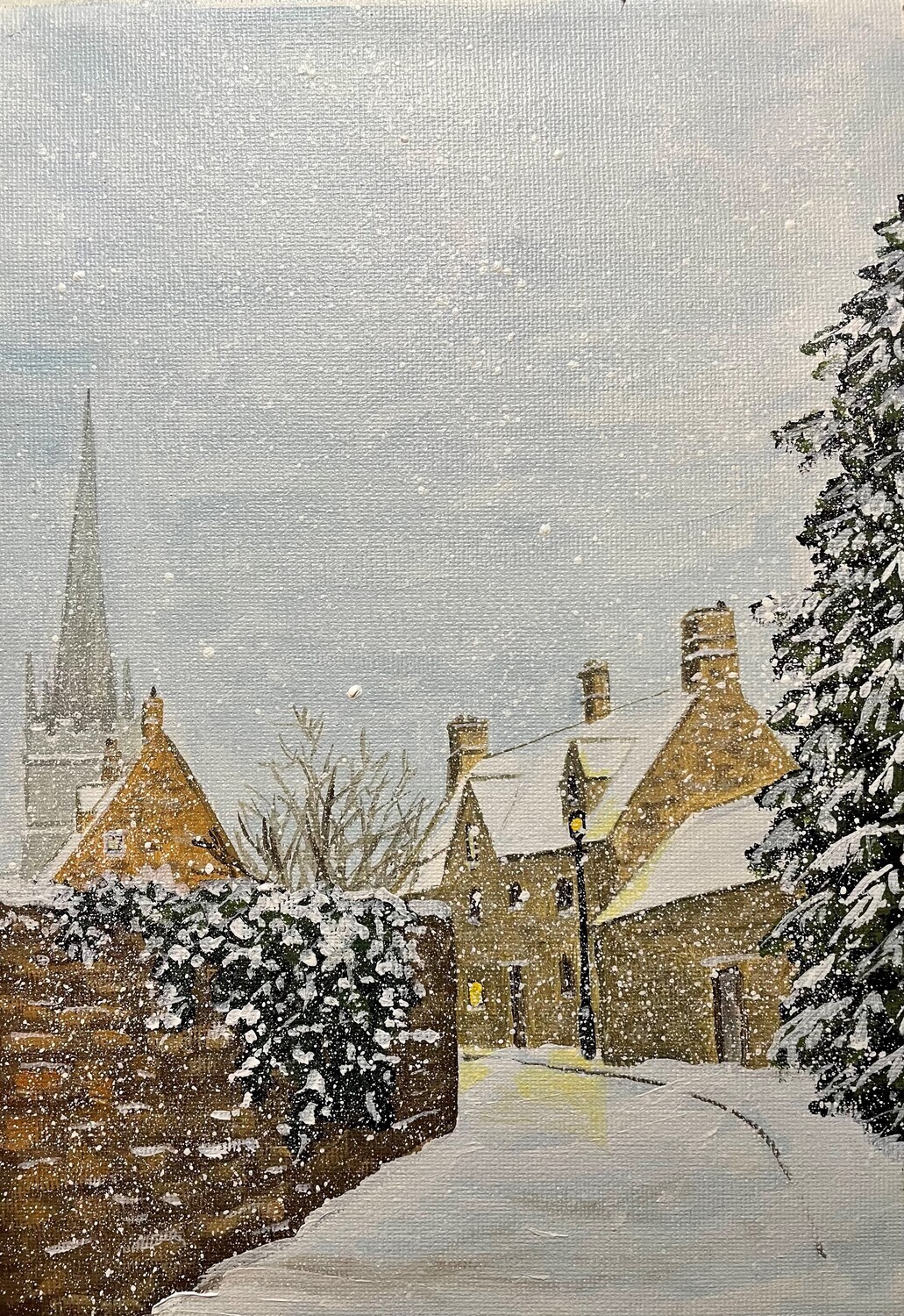 Bloxham Village in the Snow in Acrylics