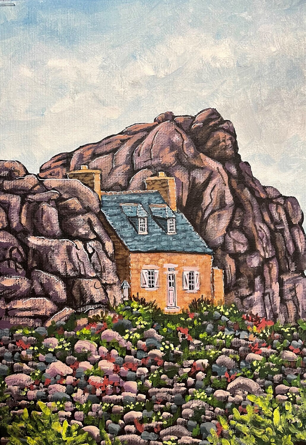 Cottage Between The Rocks in Acrylics