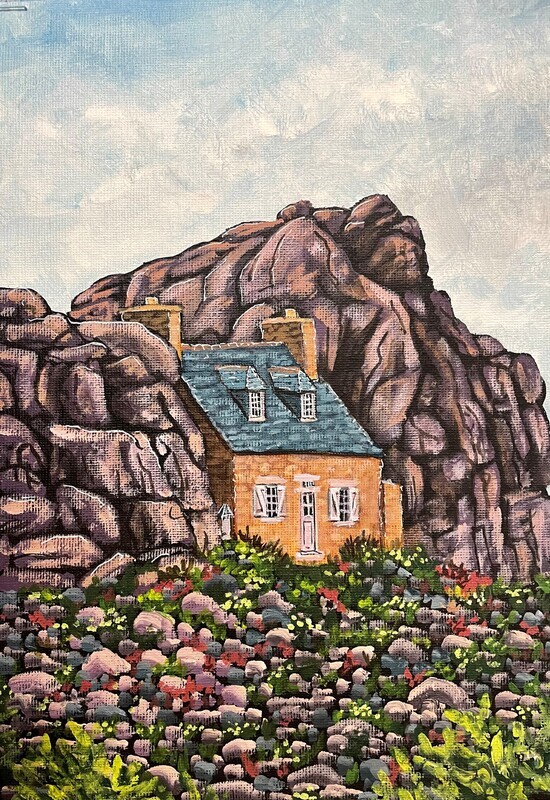 Cottage Between The Rocks in Acrylics