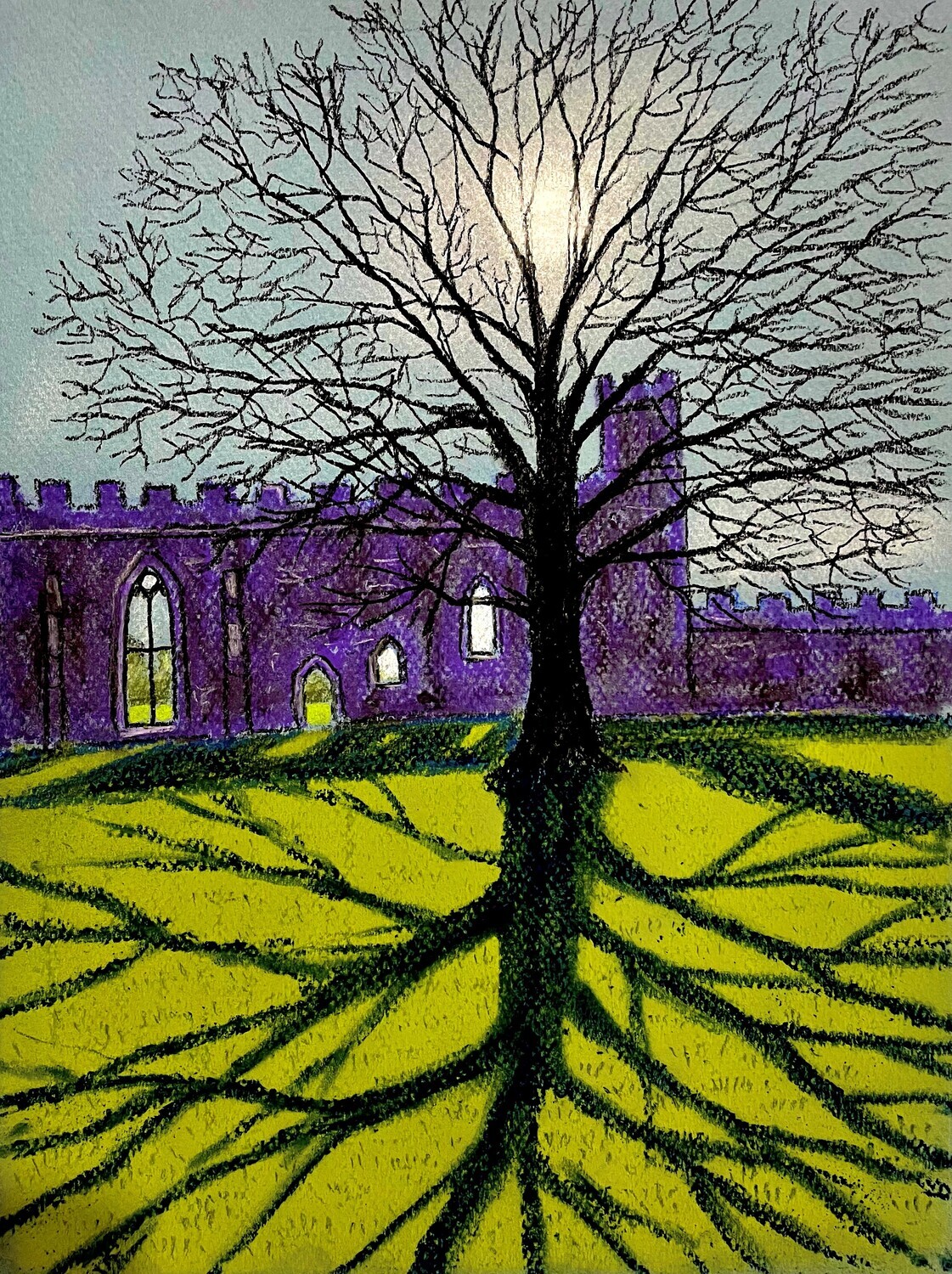 Tree with Strong Shadows in Pastels