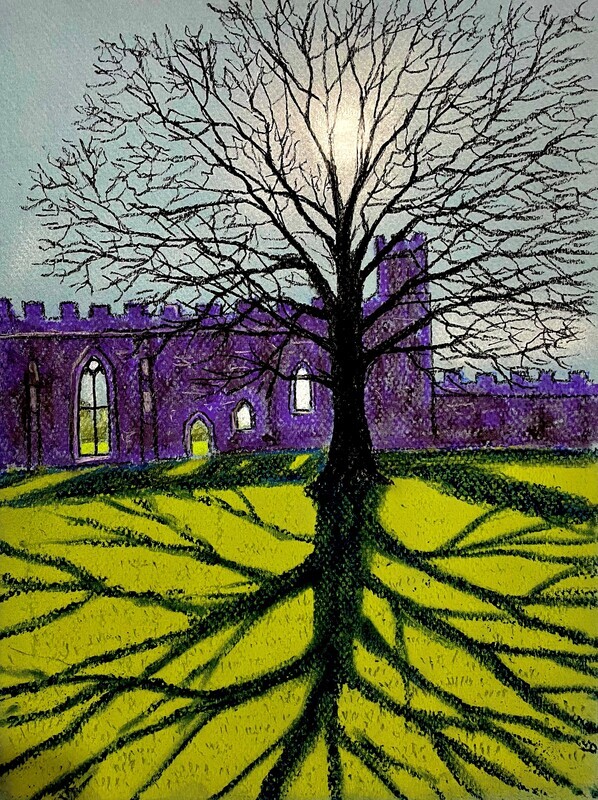 Tree with Strong Shadows in Pastels