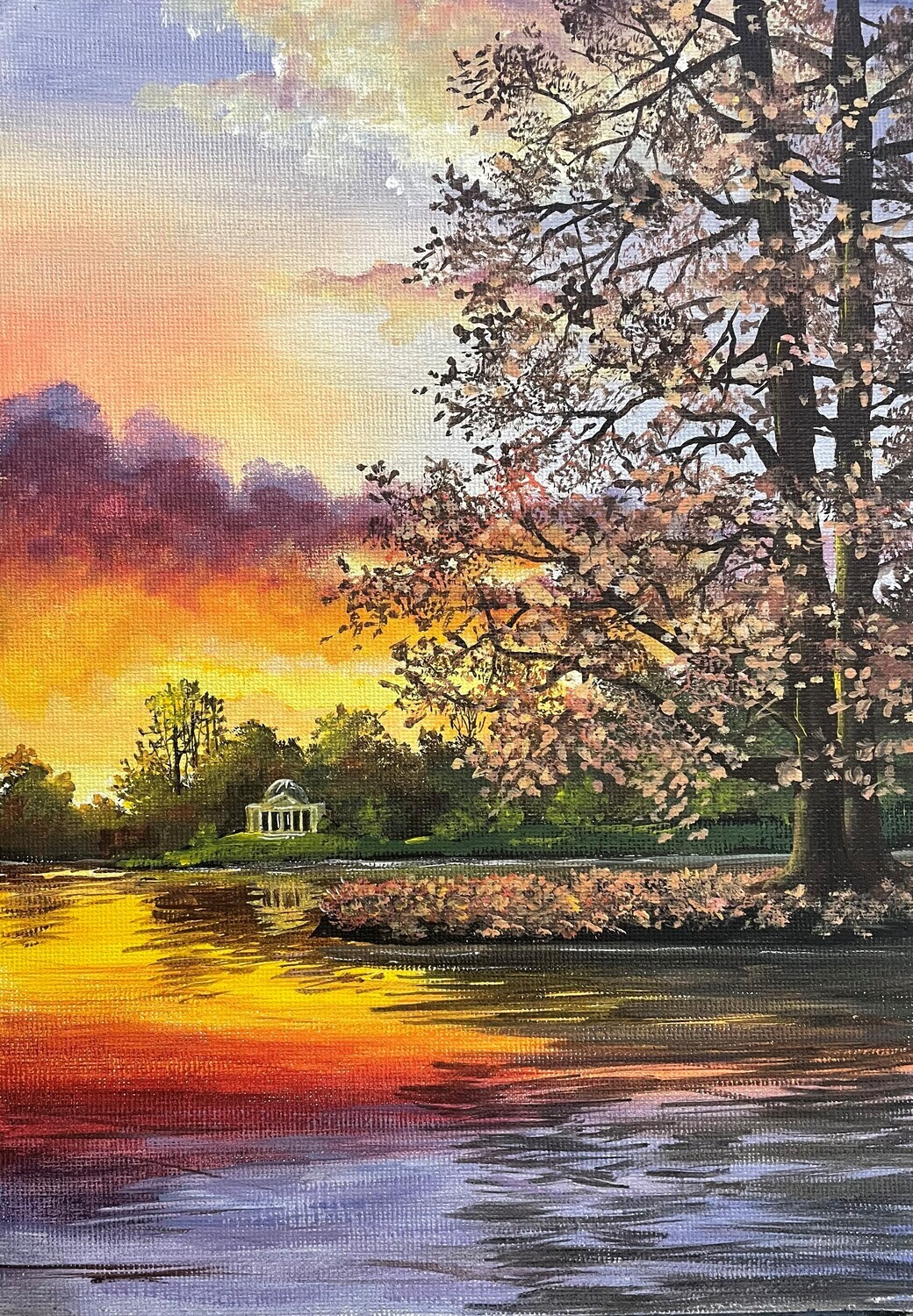 Evening on the Lake at Stourhead in Acrylics