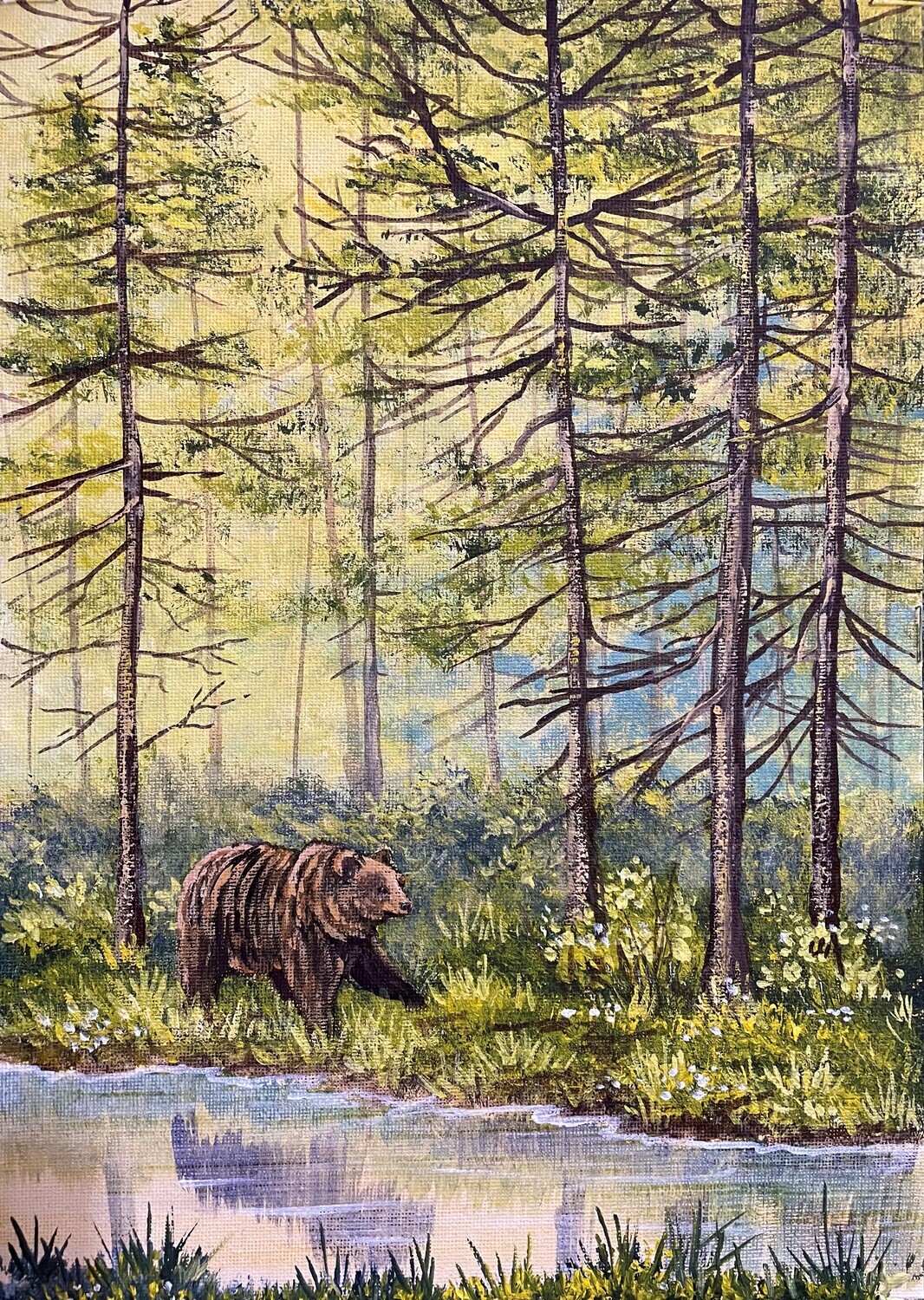 Bear in the Woods in Finland in Acrylics