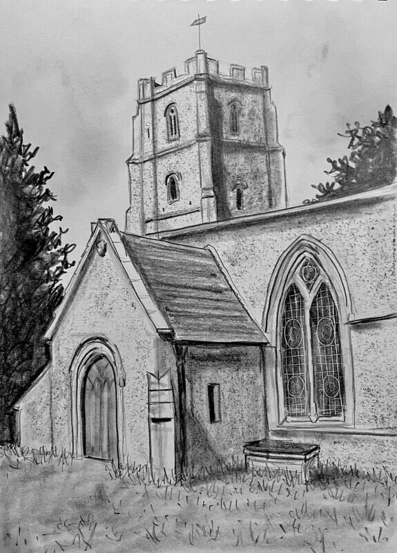 Edgcote Church in Pencil