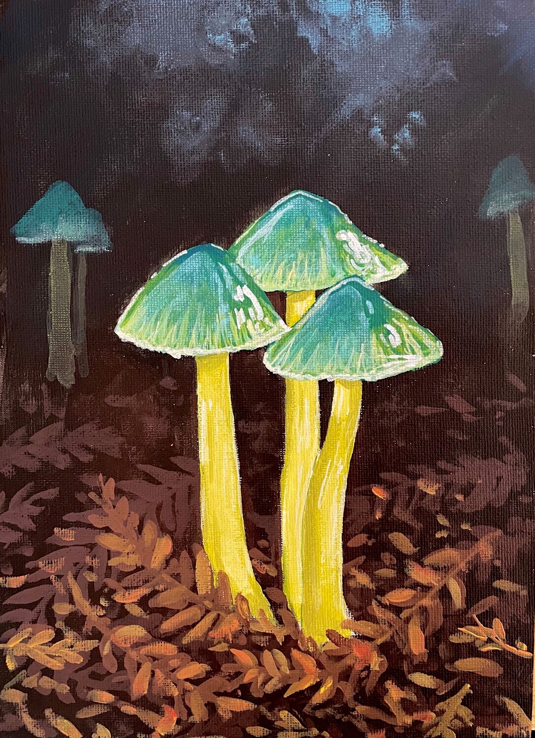 Green Toadstools in Acrylics