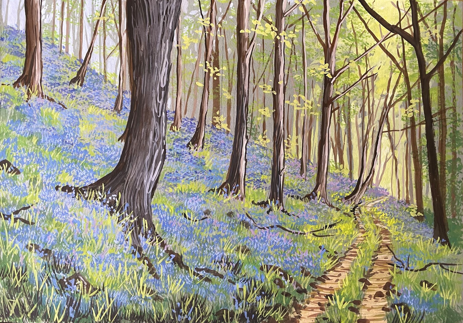 Bluebell Wood in Gouache