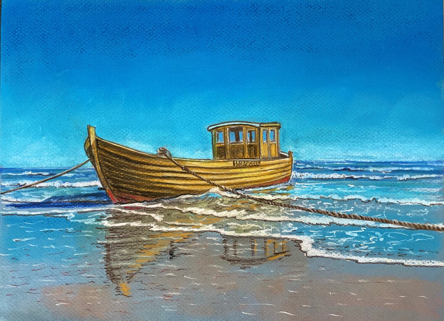 Boat on the Beach in Pastels