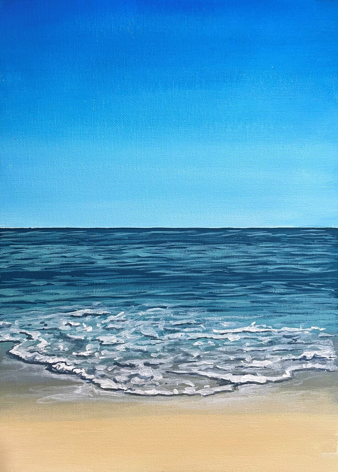 Blue Sky, Blue Sea, and Beach in Acrylics