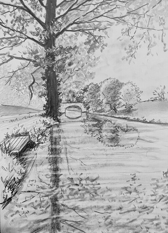 Nicholson Bridge on the Ripon Canal in Pencil