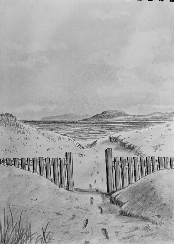 Beach at Vatersay in Pencil