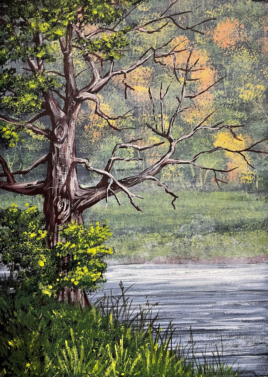 Misty Hampshire Lakeside View in Acrylics