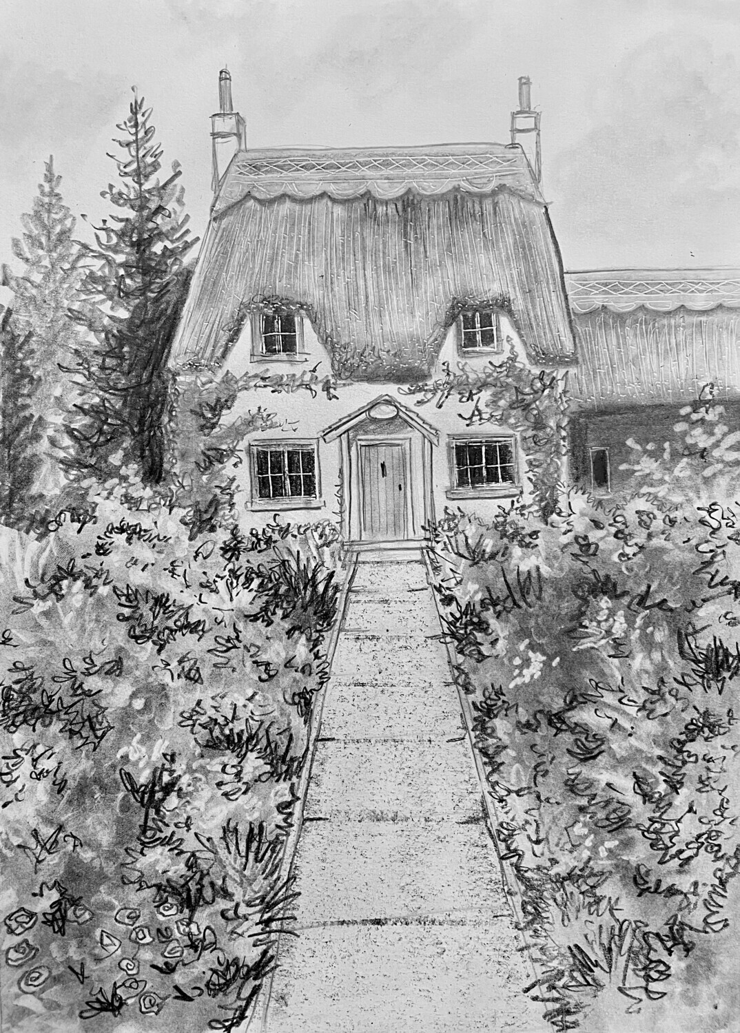 Country Cottage in Pencil