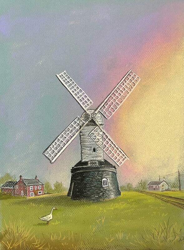 Windmill at Wrawby in Pastels