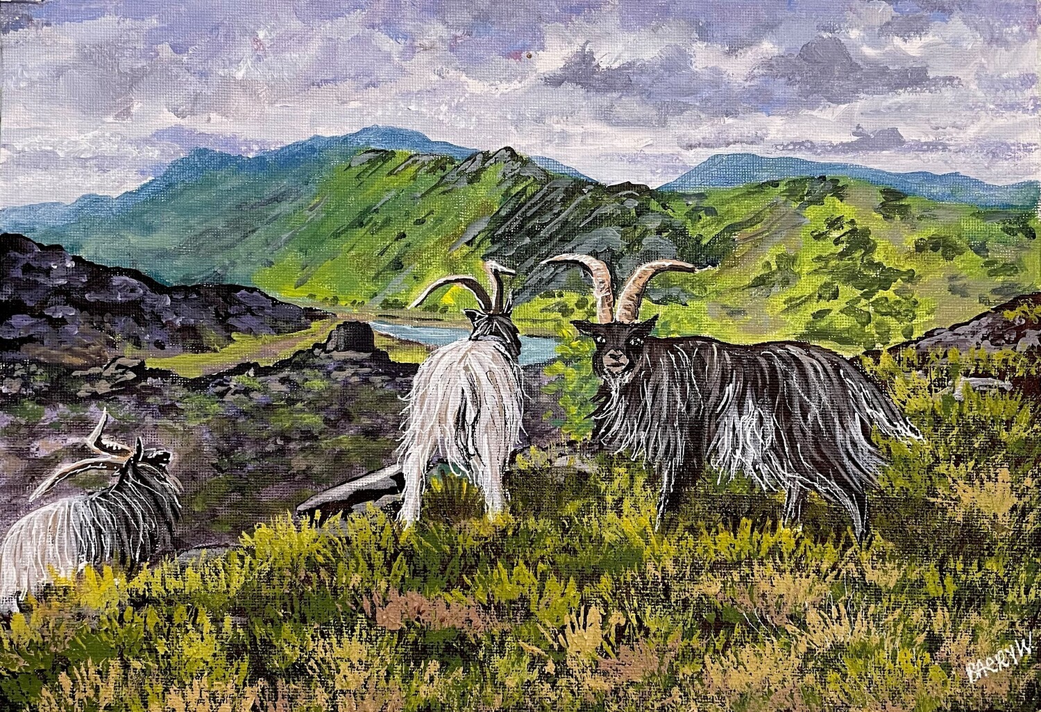 Mountains and Goats in Acrylics