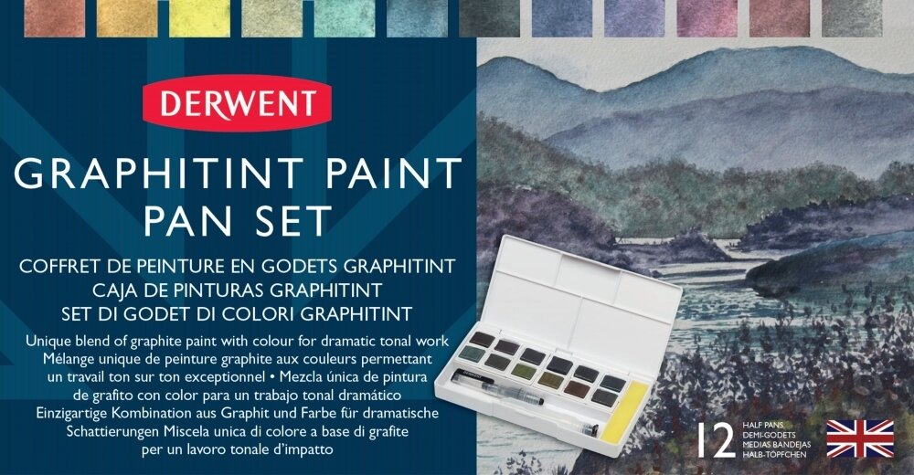 Derwent Graphitint 12 Half Pan Paint Set