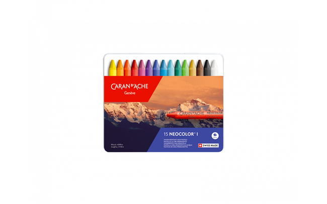 Caran D&#39;ache Neocolor I Water Resistant Wax Pastels Tin 15