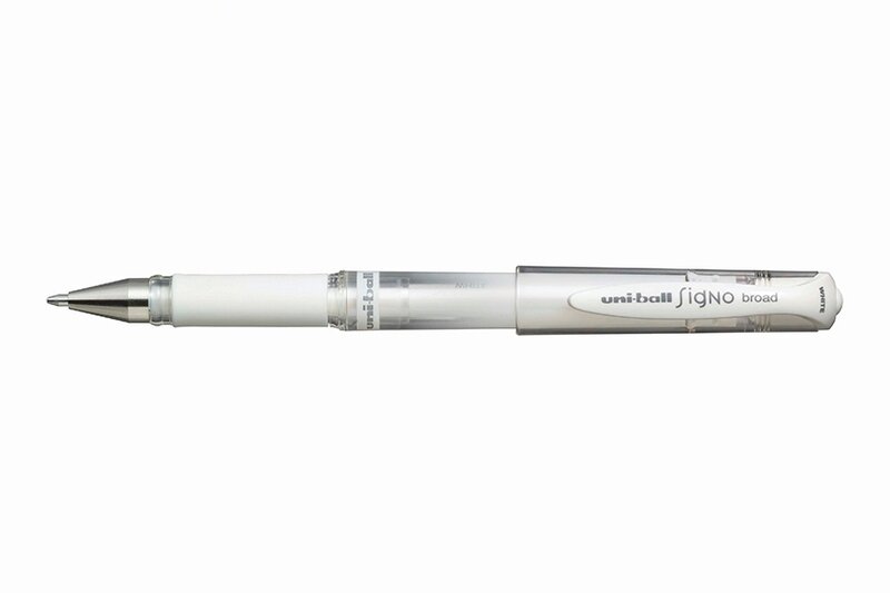 UM-153 SIGNO BROAD WHITE METALLIC GEL PEN