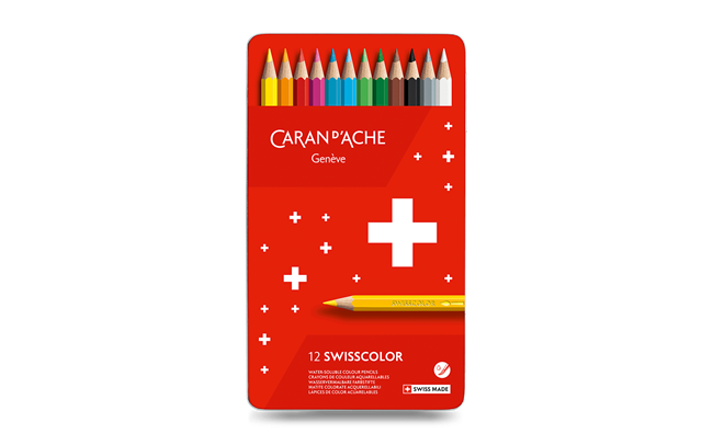 Caran d&#39;Ache Box of 12 Colours Pencils SWISSCOLOR Water-soluble