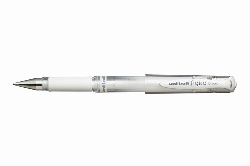 UM-153 SIGNO BROAD WHITE METALLIC GEL PEN