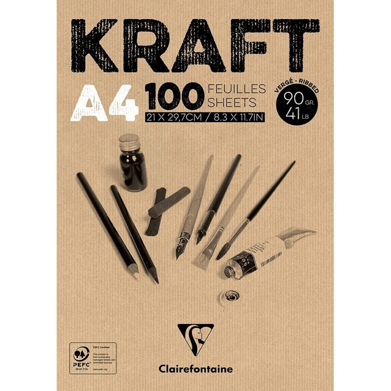 Clairefontaine Kraft Pad A4 90gsm, 100 sheets