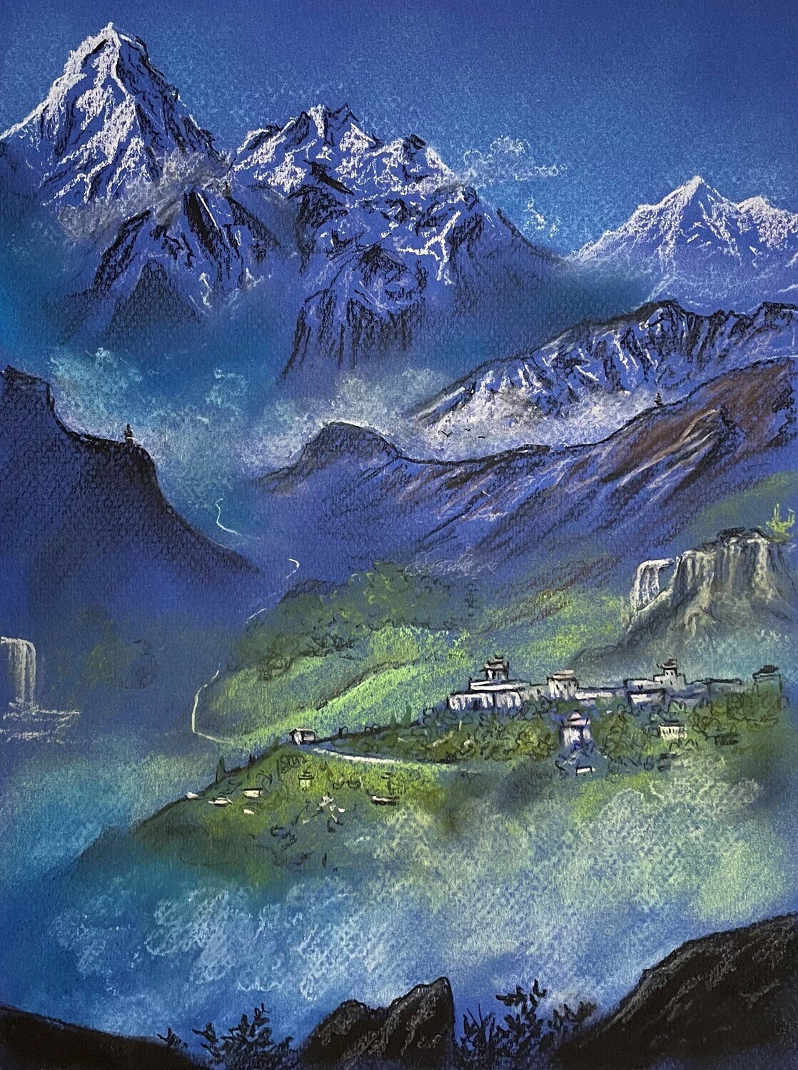 Misty Mountain Views in Pastels