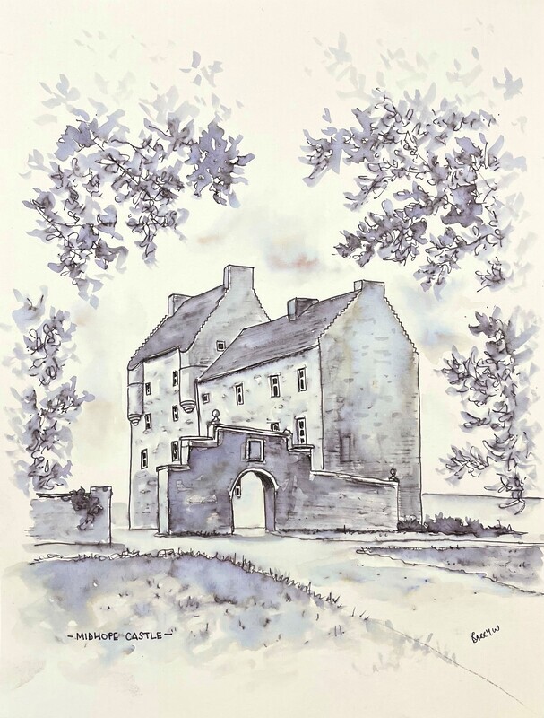 Midhope Castle in Pen and Wash