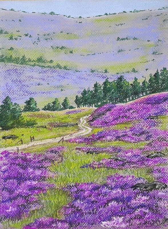 Braemar Views with Purple Heather in Pastels