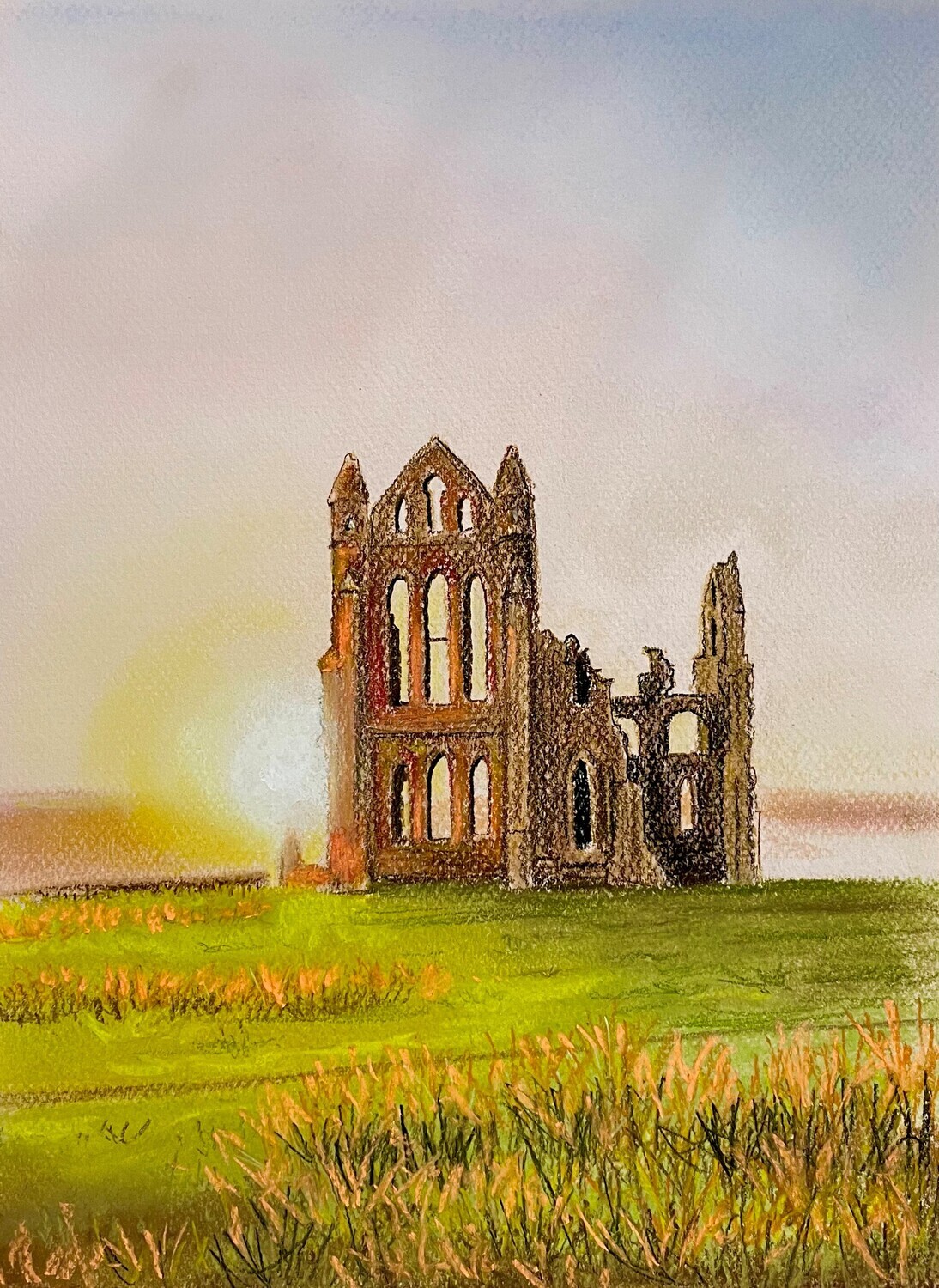 Whitby Abbey at Sunset in Pastels