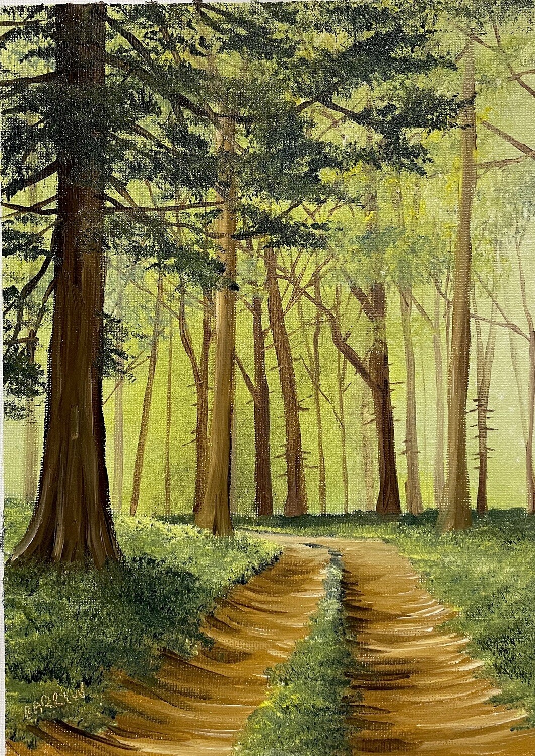 Old Tree in a Woodland Walk in Oils